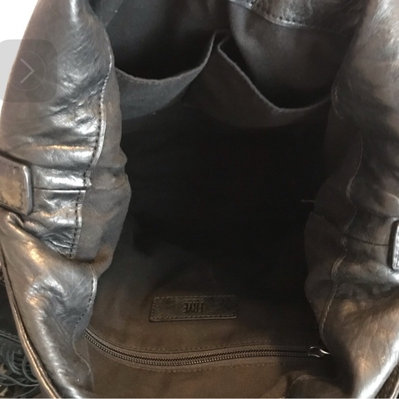 FRYE Black Fringe Leather Hobo Bag - Picture 6 of 16
